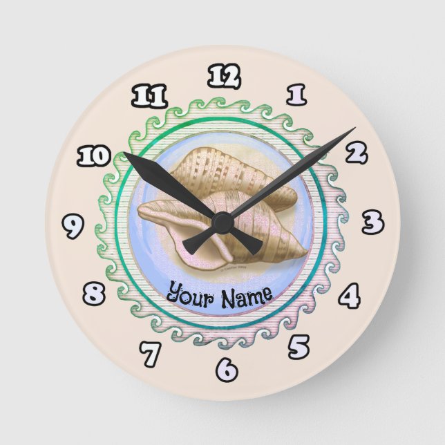 Reloj Redondo Mediano Two Pretty seashells clock (Anverso)