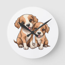 Reloj Redondo Mediano TWO PUPPIES Round Clock