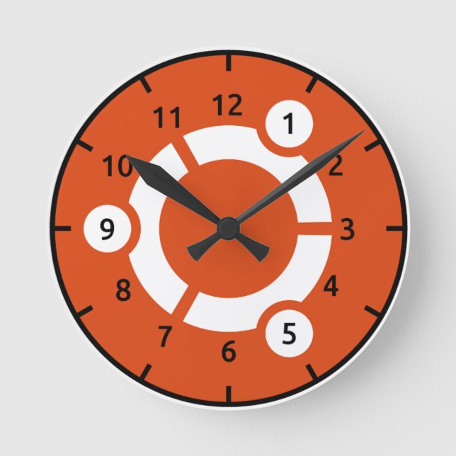 Reloj Redondo Mediano Ubuntu Wall Clock (Anverso)