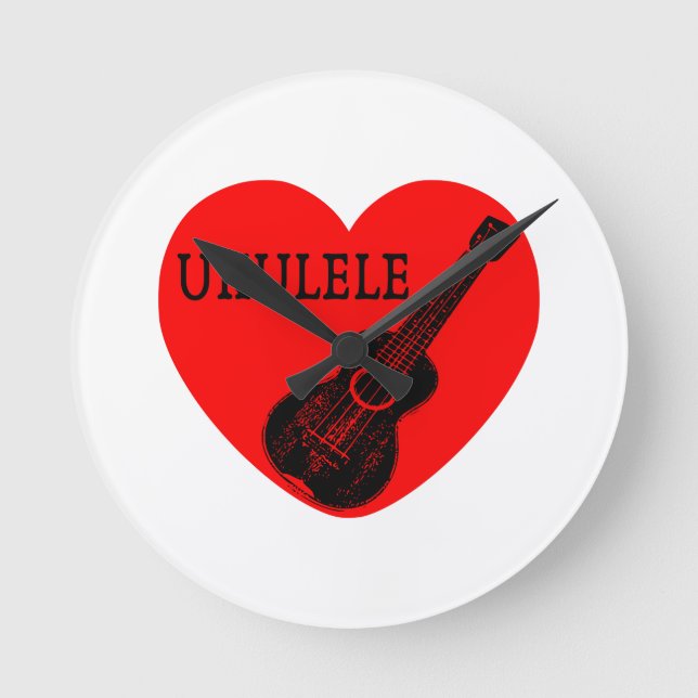 Reloj Redondo Mediano Ukulele Love (Anverso)