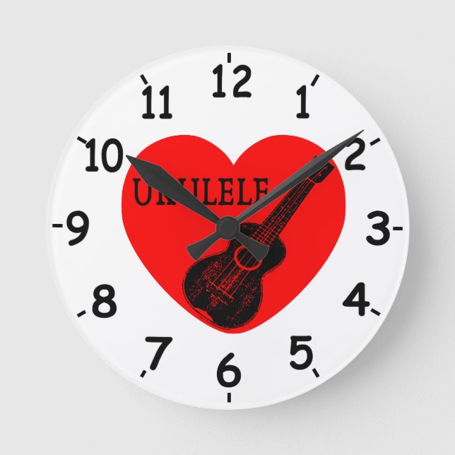 Reloj Redondo Mediano Ukulele Love  (Anverso)