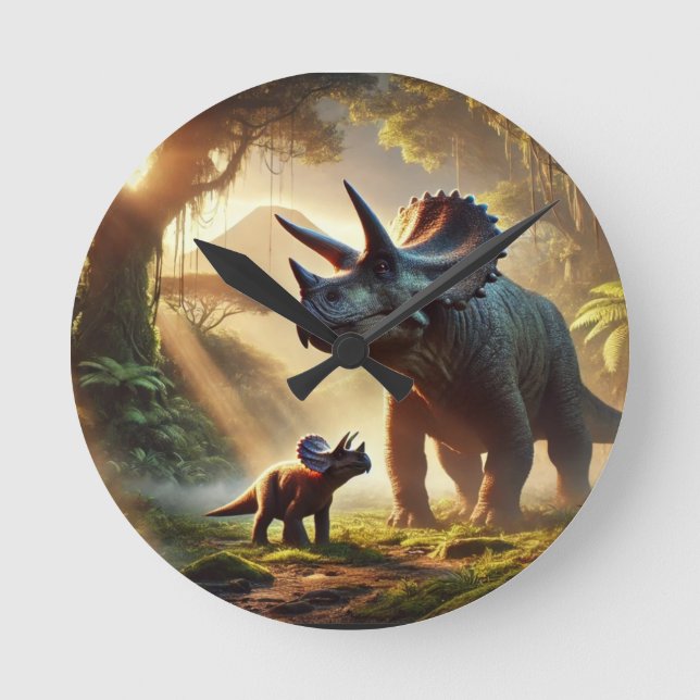 Reloj Redondo Mediano Un adulto majestuoso Triceratops (Anverso)