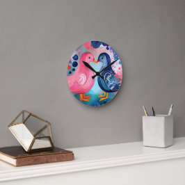 Reloj Redondo Mediano "Un beso en las plumas" Feliz Día de San Valentín