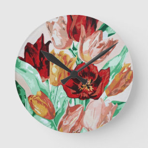 Reloj Redondo Mediano Un bonito y audaz Bouquet floral de tulipanes