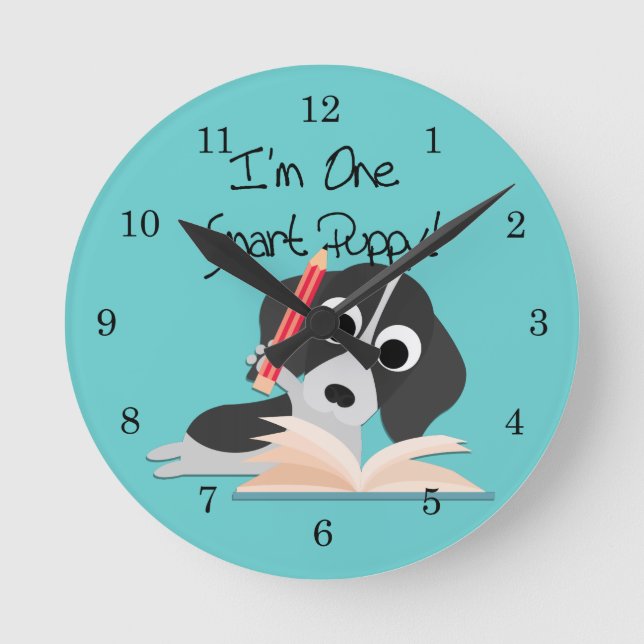 Reloj Redondo Mediano Un cachorro inteligente (Anverso)