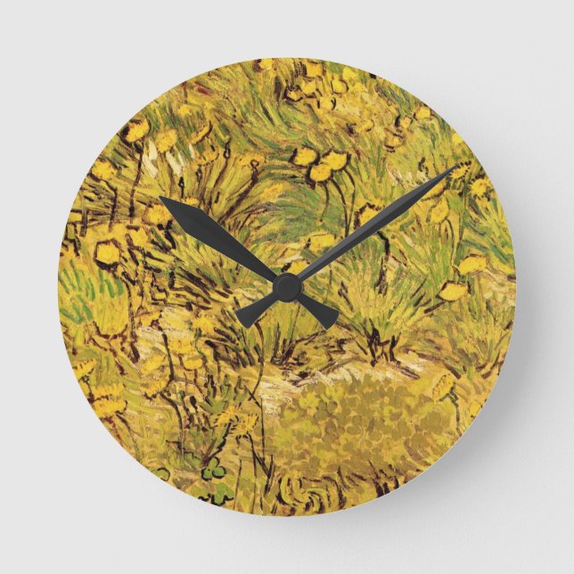 Reloj Redondo Mediano Un campo de flores amarillas por Vincent van Gogh (Anverso)