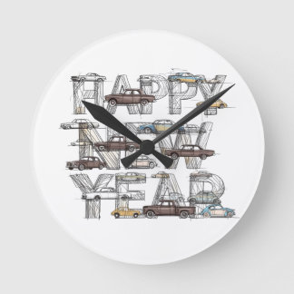 Reloj Redondo Mediano un diseño inteligente y feliz año nuevo para amant
