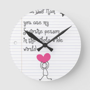 Reloj Redondo Mediano Un doodle lindo y peculiar para las mamáes.
