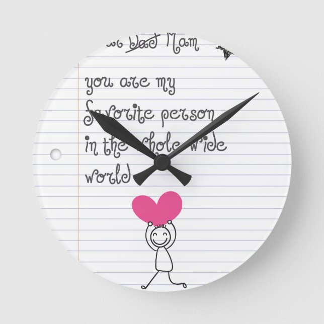 Reloj Redondo Mediano Un doodle lindo y peculiar para las mamáes. (Anverso)