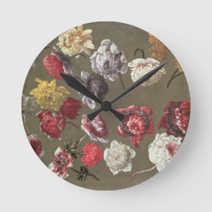 Reloj Redondo Mediano Un estudio de los Peonies (aceite en lona)