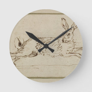 Reloj Redondo Mediano Un funcionamiento de las liebres, con los oídos