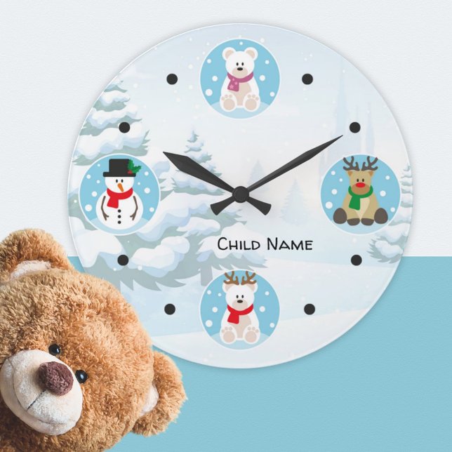 Reloj Redondo Mediano Un niño lindo Navidades de invierno de maravillas  (Subido por el creador)