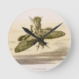 Reloj Redondo Mediano Un paseo nocturno, ilustracion de 'In Fairyland: