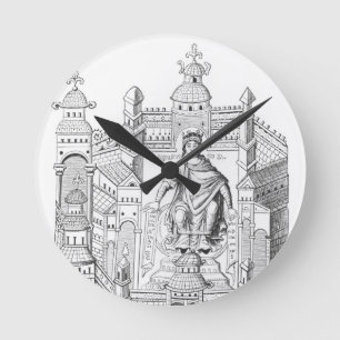 Reloj Redondo Mediano Un rey de Carlovingian en su palacio,