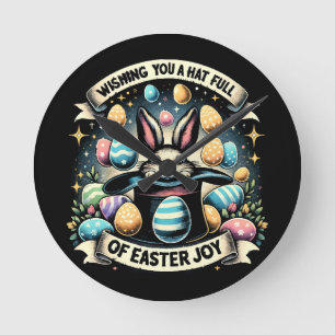 Reloj Redondo Mediano Un sombrero lleno de alegría de Pascua