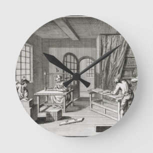 Reloj Redondo Mediano Un taller de libreros, de la "Encyclopedie des