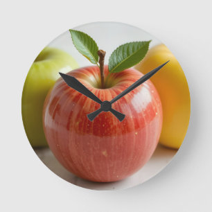 Reloj Redondo Mediano Un trío de manzanas