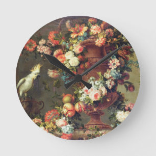 Reloj Redondo Mediano Una abundancia de fruta y de flores