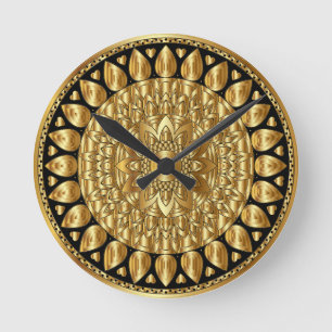 Reloj Redondo Mediano Una bella mandala dorada