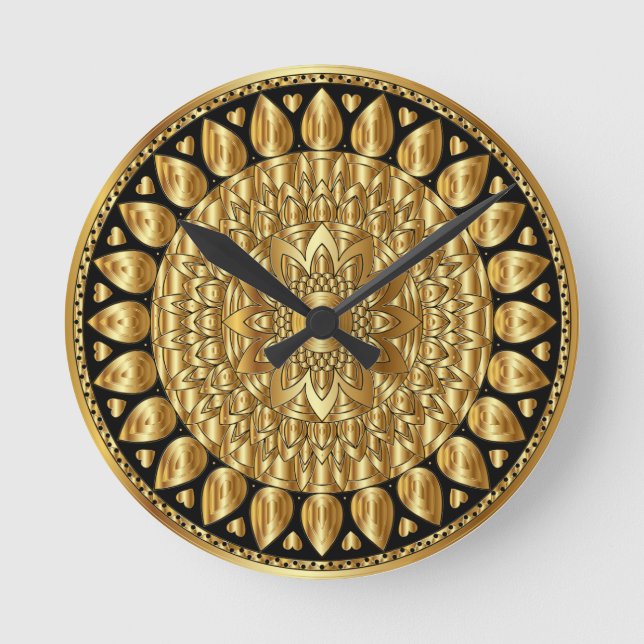 Reloj Redondo Mediano Una bella mandala dorada (Anverso)