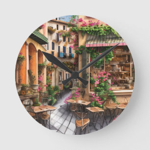 Reloj Redondo Mediano Una escena callejera italiana Serie de diseño de e