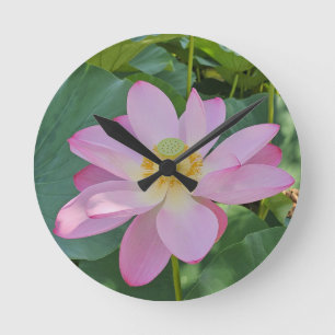 Reloj Redondo Mediano Una flor de loto vibrante