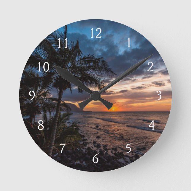 Reloj Redondo Mediano Una hermosa puesta de sol (Anverso)