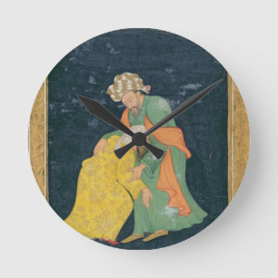 Reloj Redondo Mediano Una mulá que arquea abajo a un hombre en el