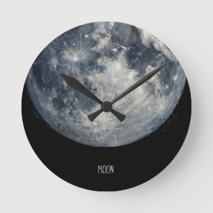 Reloj Redondo Mediano Una pintura de la luna en un espacio