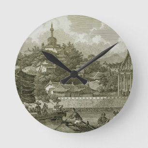 Reloj Redondo Mediano Una vista de los jardines del palacio imperial,