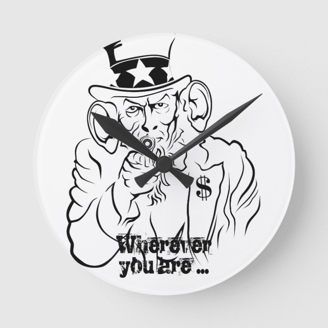 Reloj Redondo Mediano Uncle Sam Round Clock (Anverso)