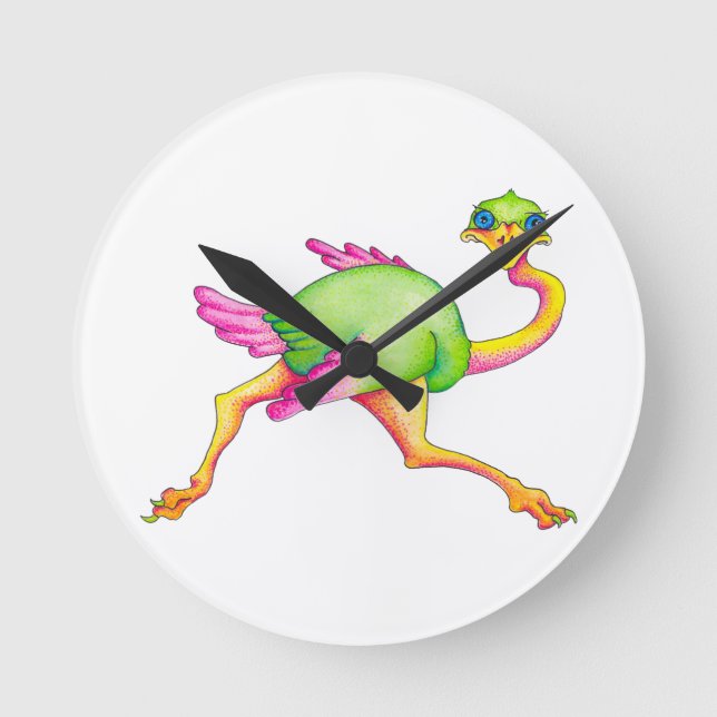 Reloj Redondo Mediano Uncommon Ostrich (Anverso)