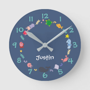 Reloj Redondo Mediano Under the Sea Kids Nursery Wall Clock