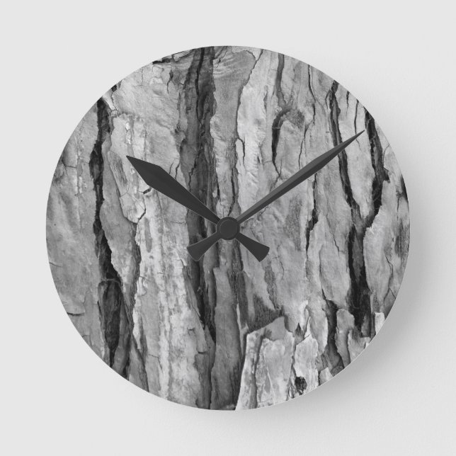 Reloj Redondo Mediano Único Guay de textura de barra de árbol (Anverso)