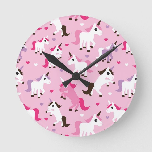 Reloj Redondo Mediano unicorn illustration kids background (Anverso)