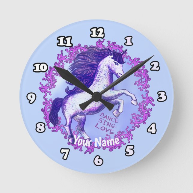Reloj Redondo Mediano Unicornio Bailarín   (Anverso)