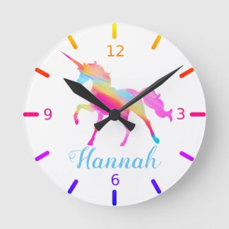 Reloj Redondo Mediano Unicornio Colorido