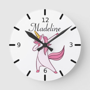 Reloj Redondo Mediano Unicornio de dabbing personalizado