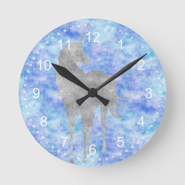 Reloj Redondo Mediano Unicornio de plata (Anverso)