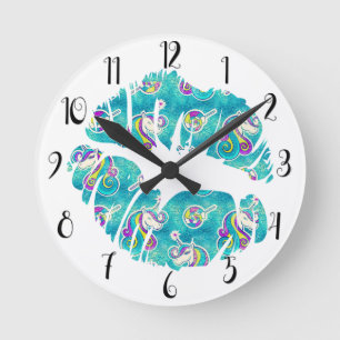 Reloj Redondo Mediano UNICORNIO Labios Besados Metalizados Iridescentes