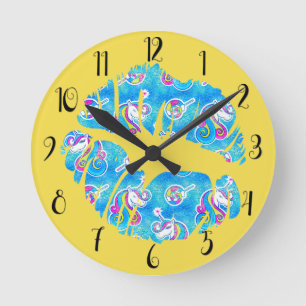Reloj Redondo Mediano UNICORNIO Lámina Metálica Acuática Iridescente BES