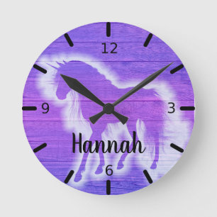 Reloj Redondo Mediano Unicornio morado personalizado