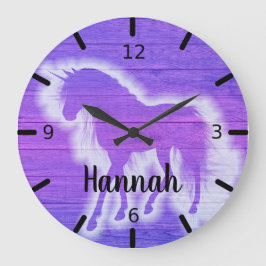 Reloj Redondo Mediano Unicornio morado personalizado