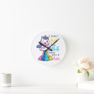 Reloj Redondo Mediano Unicornio, no te di un beso