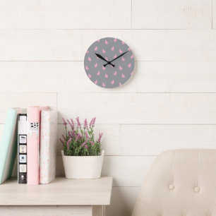 Reloj Redondo Mediano Unicornio rosa invisible en gris