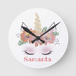 Reloj Redondo Mediano Unicornio, Unicornio Face, personalizada, femenina
