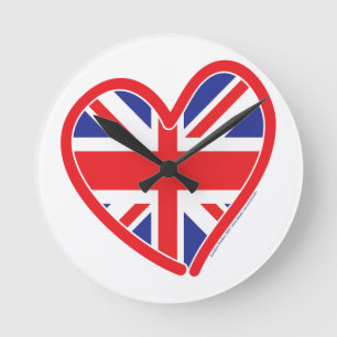 Reloj Redondo Mediano Union Jack Heart - Unión británica en el corazón