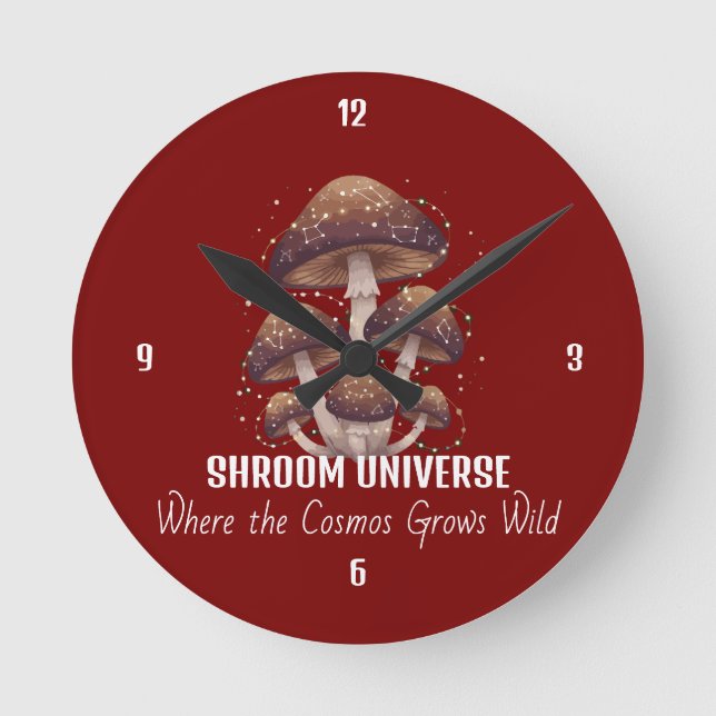 Reloj Redondo Mediano Universo de Constelación de Hongos Celestiales (Anverso)