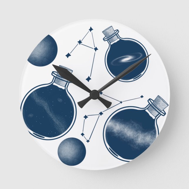 Reloj Redondo Mediano Universo en una botella (Anverso)