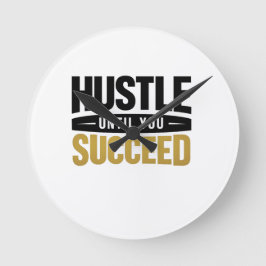 Reloj Redondo Mediano Until You Succeed – Minimal Gold Motivation Design